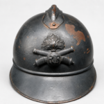 WWI French M15 Adrian Helmet for Artillery – Horizon Blue Steel Helmet w/ Liner & Chinstrap