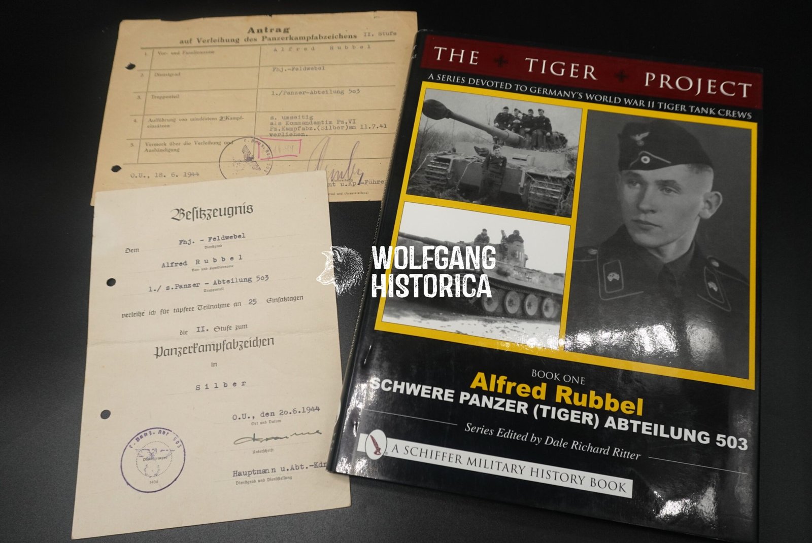 DSC00045 Panzerkampfabzeichen II. Stufe Award Doc: ALFRED RUBBEL (!) schwere Panzer-Abteilung 503 (Tiger, King Tiger!) - Image 1