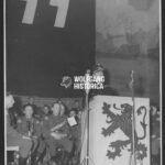 Press Photo Flemish Collaboration: SS Flag - VNV Leader Speaking
