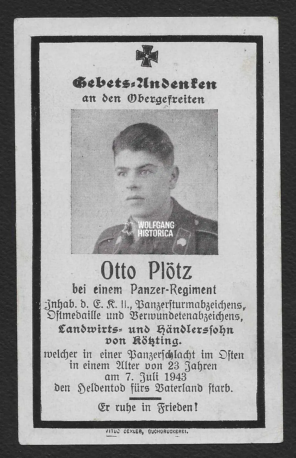 Handgeschreven_2026-03-18_092348 Death Card - Panzer-Regiment 3 - KIA Battle of Kursk - Image 1