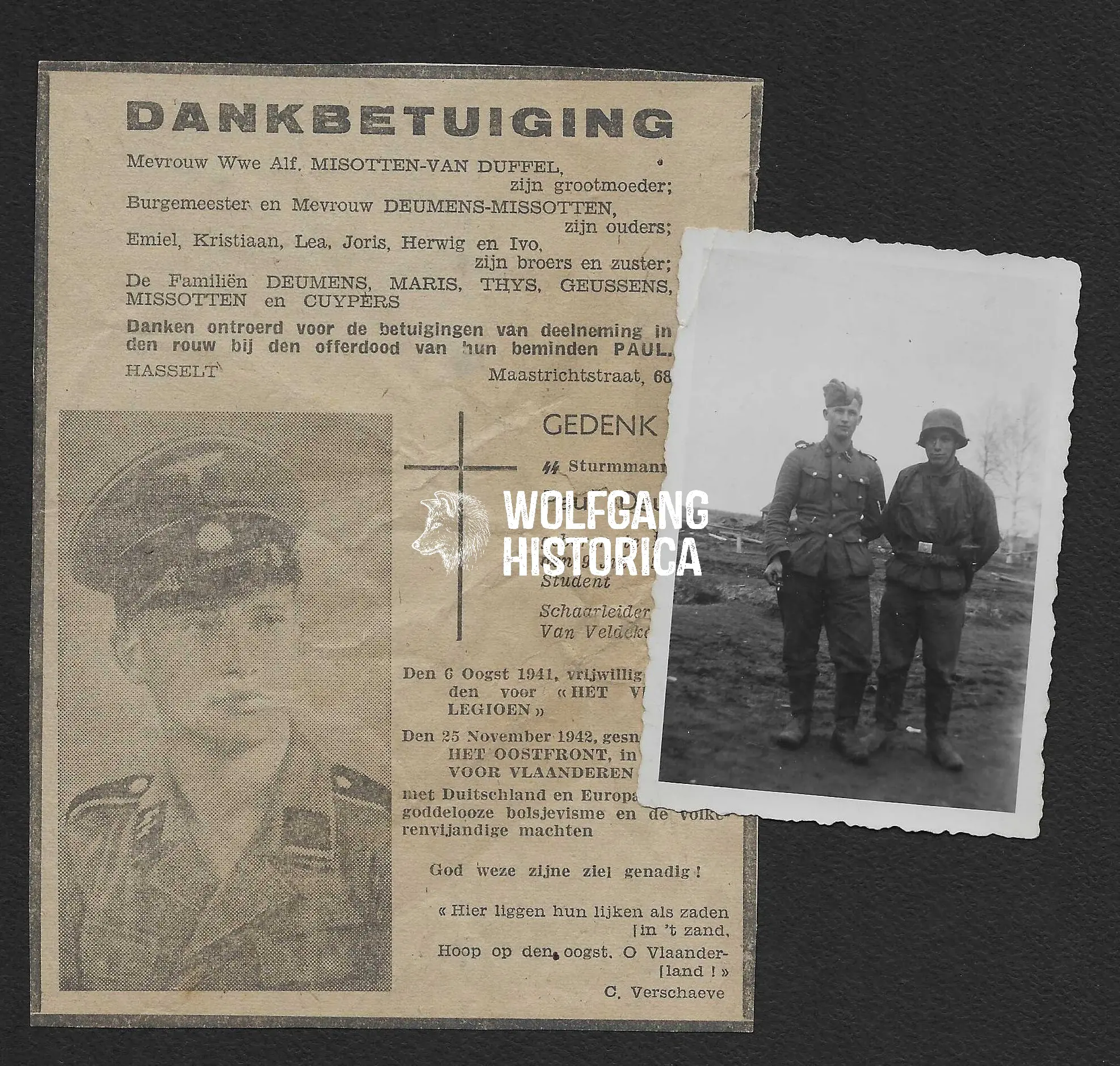 Document_2026-04-03_072717 Photograph of KIA Flemish Volunteers of the SS-Freiwilligen-Legion “Flandern” + Obituary - Image 1