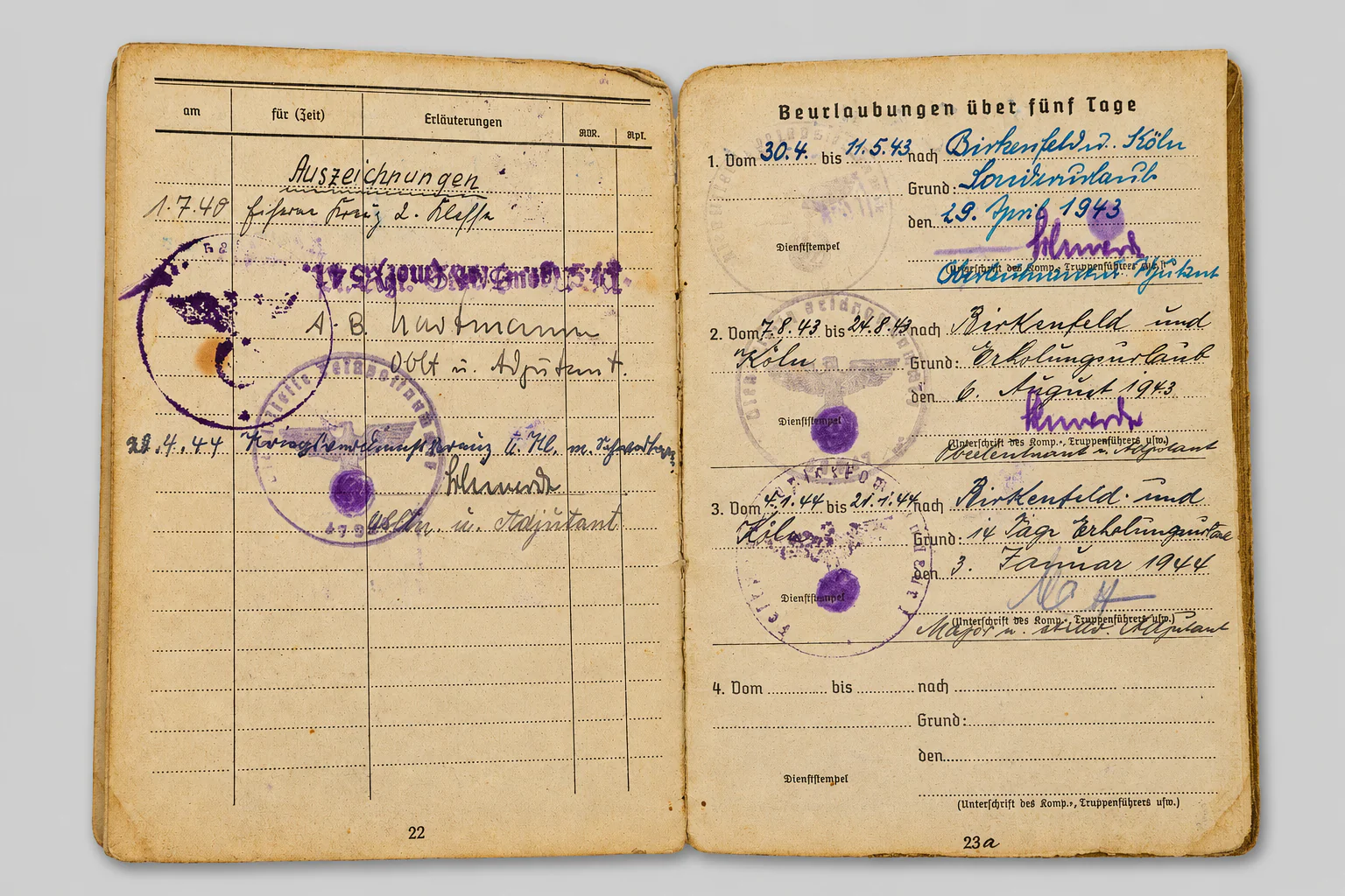 WWII Soldbuch & Wehrpass Grouping – Pionier Veteran of Poland, France, Eastern Front & Festungs-Pionier-Kdr. I – Signatures of Generals - Image 7
