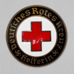 WWII German DRK Helferin Badge – Enamel Red Cross Membership Badge – Ges. Gesch.