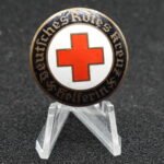 WWII German DRK Helferin Badge – Enamel Red Cross Membership Badge – Ges. Gesch.