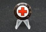 WWII German DRK Helferin Badge – Enamel Membership Badge by Ernst L. Müller, Pforzheim