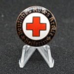 WWII German DRK Helferin Badge – Enamel Membership Badge by Ernst L. Müller, Pforzheim