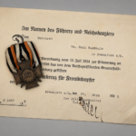 Hindenburg Cross with Award Document to a Dentist – Frankfurt am Main – Marked “R.V. Pforzheim 18”