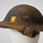 WWII British Mk II Camouflaged Steel Helmet “Concrete” Textured Finish – G.S.W. 1941 - REME or BELGIAN FLAG