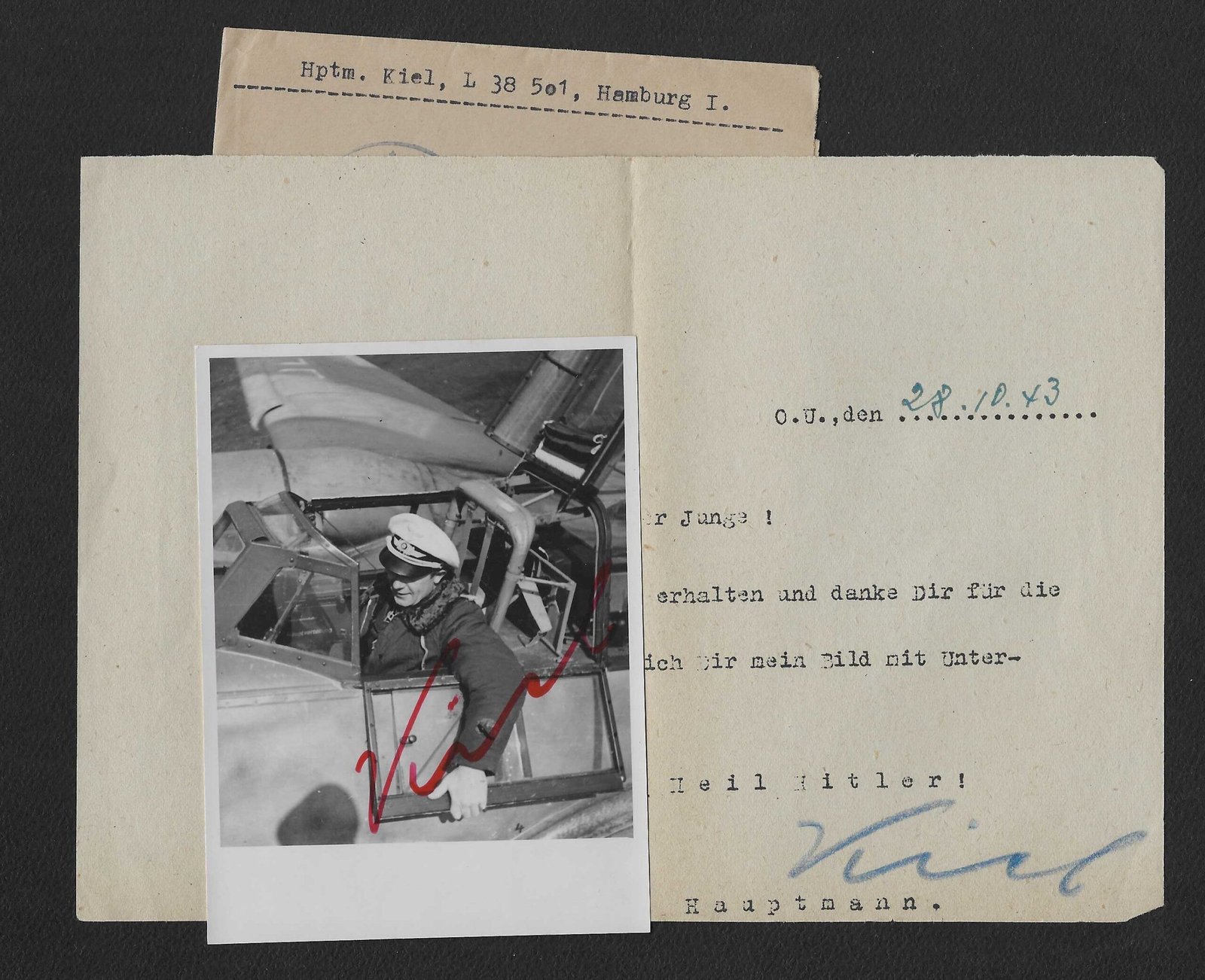 Document_2026-06-23_090113 Johannes Kiel - Zerstörergeschwader 26 “Horst Wessel” - Wartime Signed (KIA) - Image 1