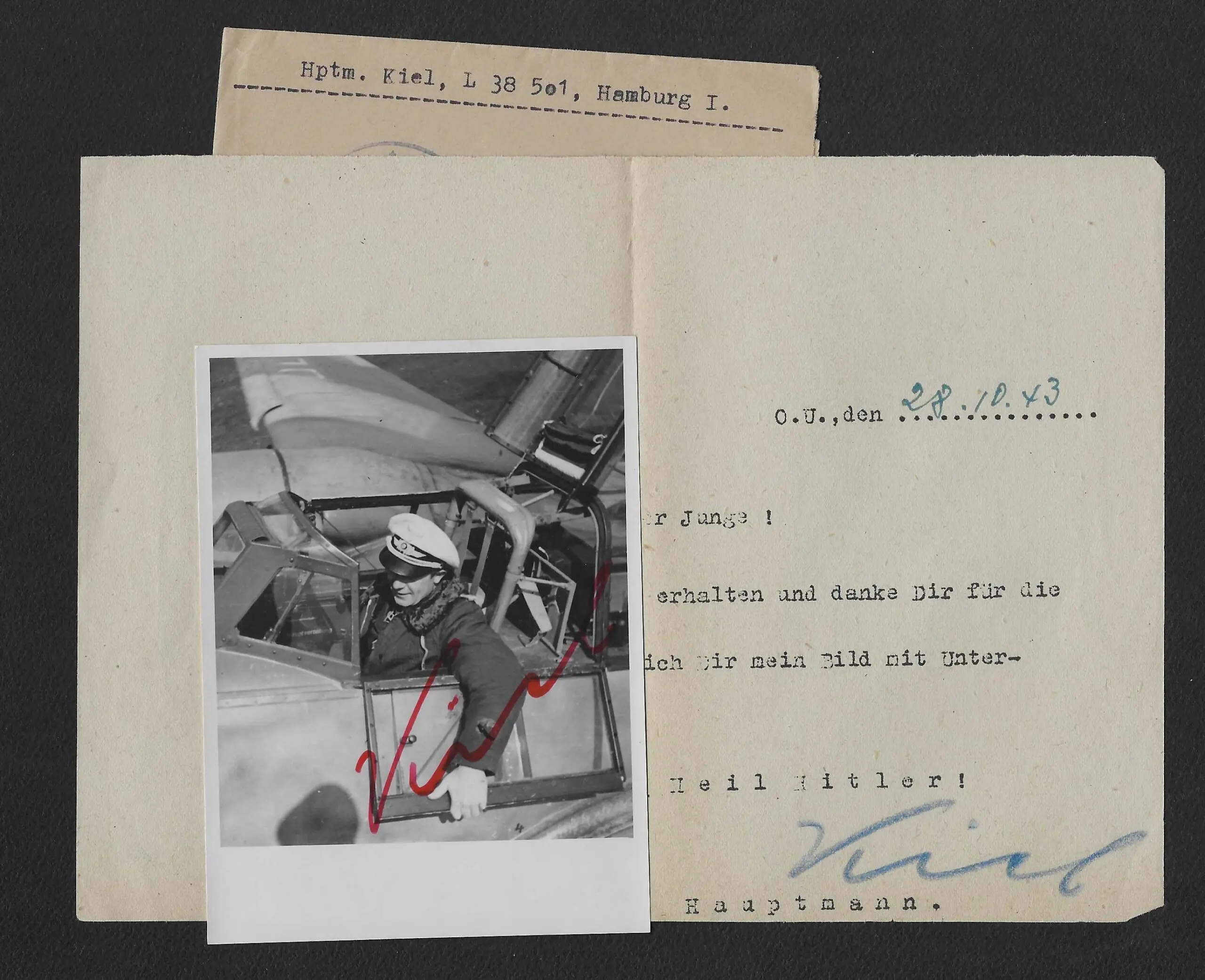 Johannes Kiel - Zerstörergeschwader 26 “Horst Wessel” - Wartime Signed (KIA) - Image 1