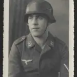 Studioportrait Luftwaffe Soldier wearing helmet (with decal)