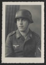 Studioportrait Luftwaffe Soldier wearing helmet (with decal)