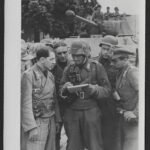 WWII German Press Photo – Panzer Commander Briefing Before Action, Normandy Invasion Front – Dated 16.06.1944