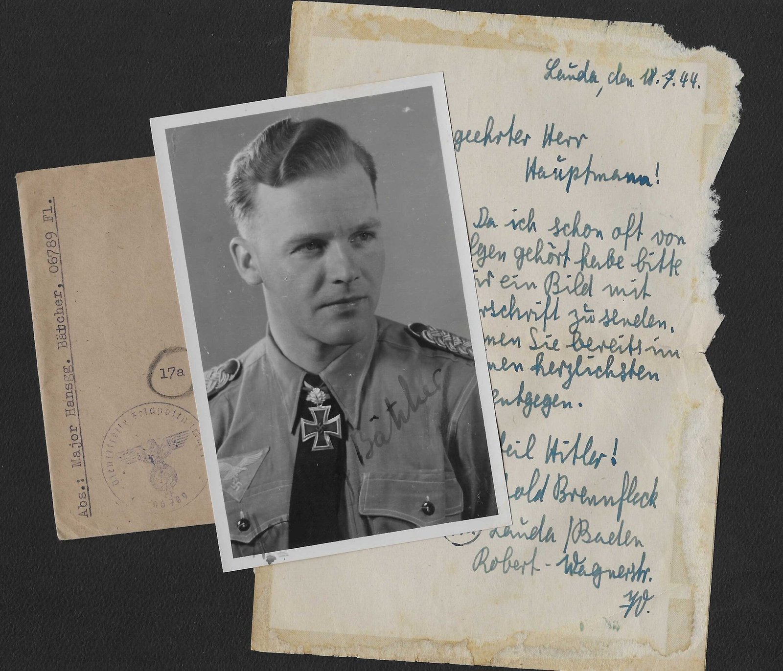 Handgeschreven_2026-06-23_091708 Hansgeorg Bätcher – Kampfgeschwader 4 & 100 (Eichenlaub) - Wartime Signed - Image 1