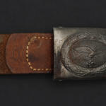 Luftwaffe Steel Belt Buckle with Leather Tab by Brüder Schneider 1940