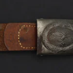 Luftwaffe Steel Belt Buckle with Leather Tab by Brüder Schneider 1940