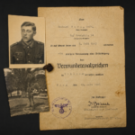 WWII Wound Badge Document, Photos & Battlefield Shrapnel Group – Grenadier-Regiment 74
