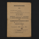 WWII Wound Badge in Black Award Document – Volks-Artillerie-Korps 405 (Ardennen, 1944)