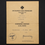 WWII German Iron Cross 2nd Class Award Document – Grenadier-Regiment 410 (122. Infanterie-Division)