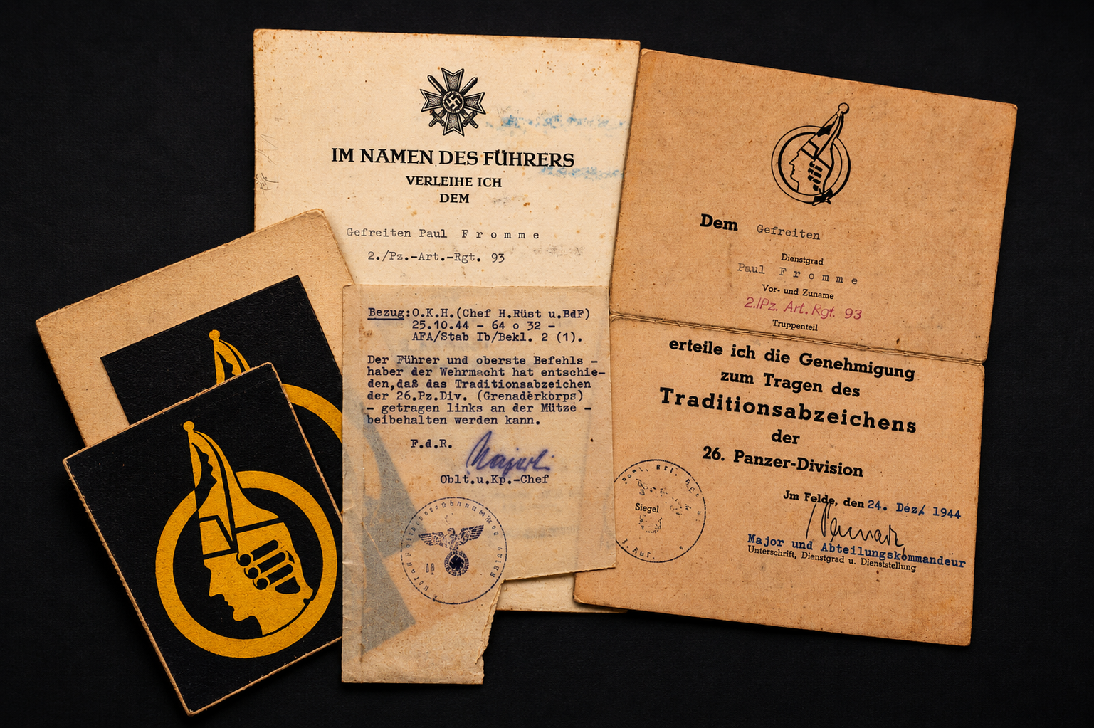 Image 2 jun 2026, 17_16_03 Rare Late-War 26. Panzer-Division Document Grouping – Panzer-Artillerie-Regiment 93 - Image 1