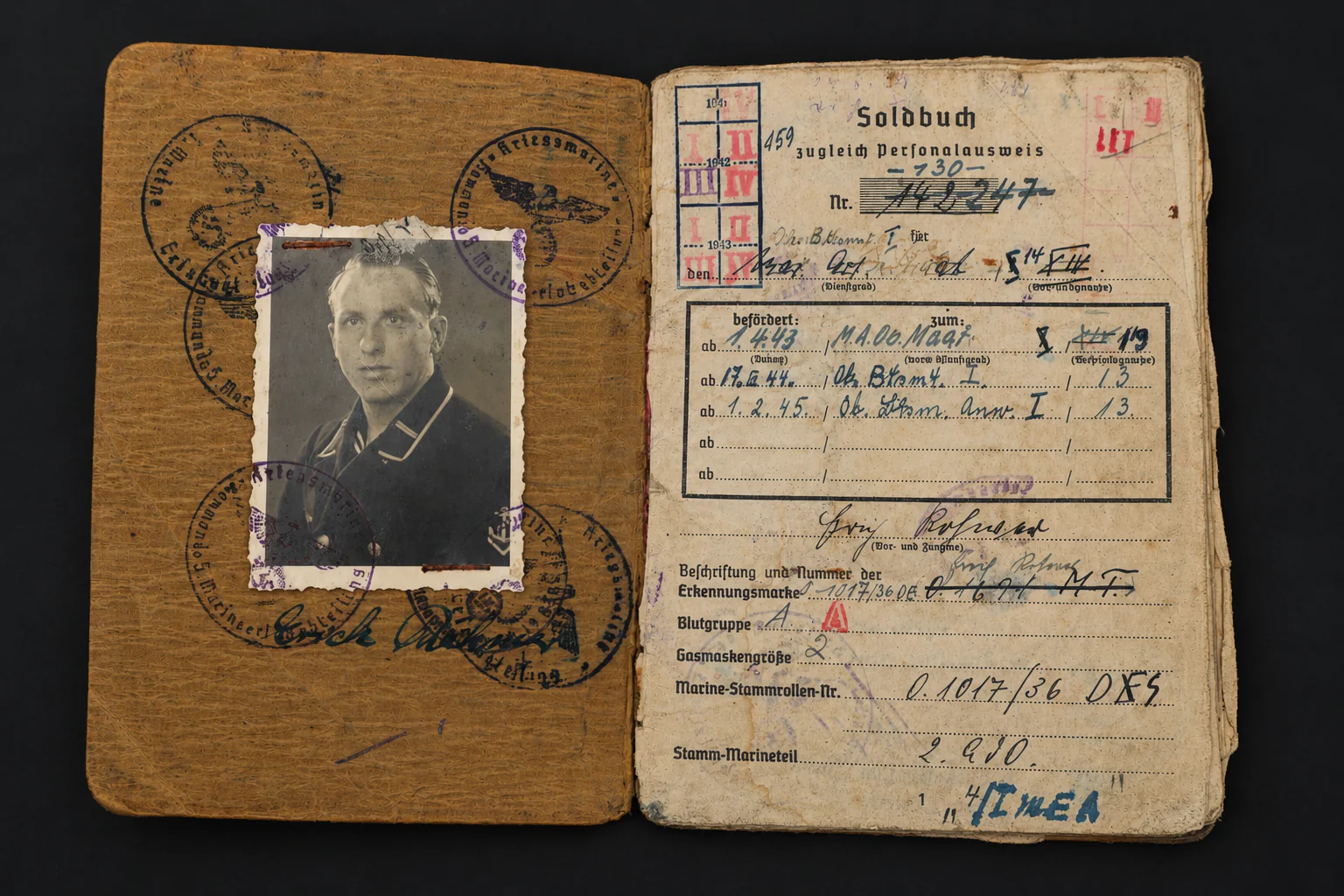 Image 4 jun 2026, 18_27_10 Kriegsmarine Soldbuch – Oberbootsmann – EK2, Wound Badge & Minesweeper Badge – Netzsperrflottille Nord (Norway) - Image 1