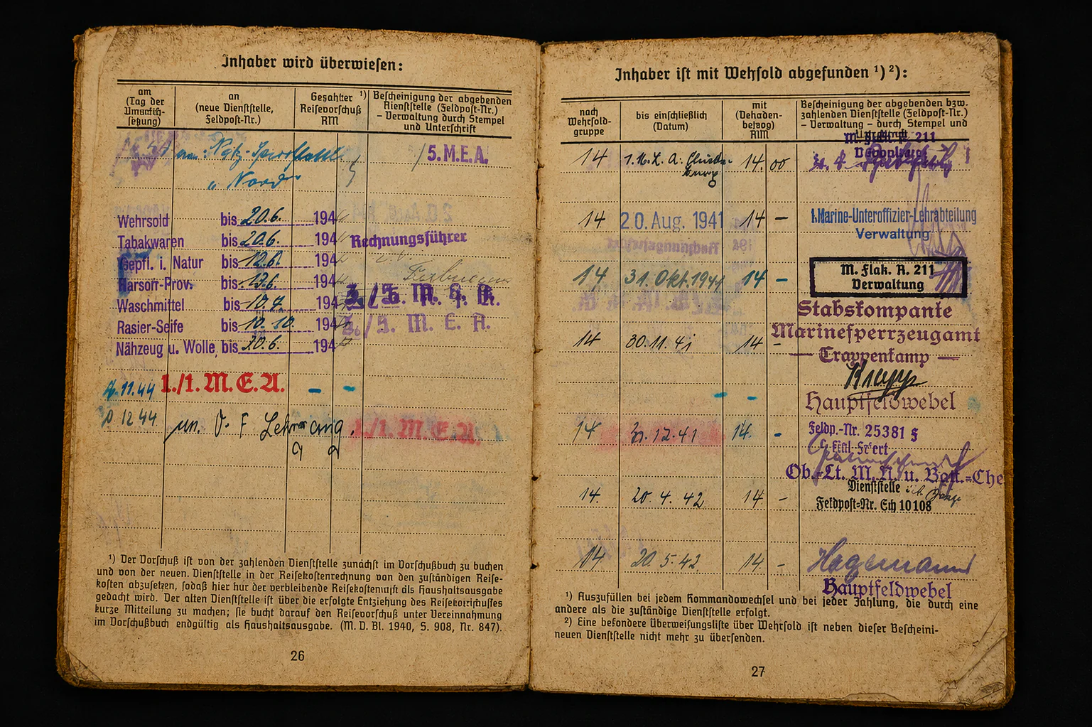 Kriegsmarine Soldbuch – Oberbootsmann – EK2, Wound Badge & Minesweeper Badge – Netzsperrflottille Nord (Norway) - Image 7