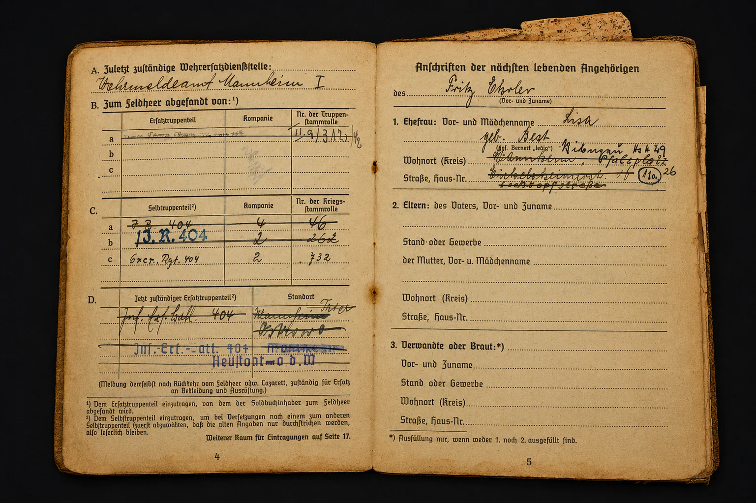 Soldbuch & Doc Grouping – Grenadier-Regiment 404 (246. Infanterie-Division) – 4 Awards (EK2, VWA, KVK2, WIO) - Image 4