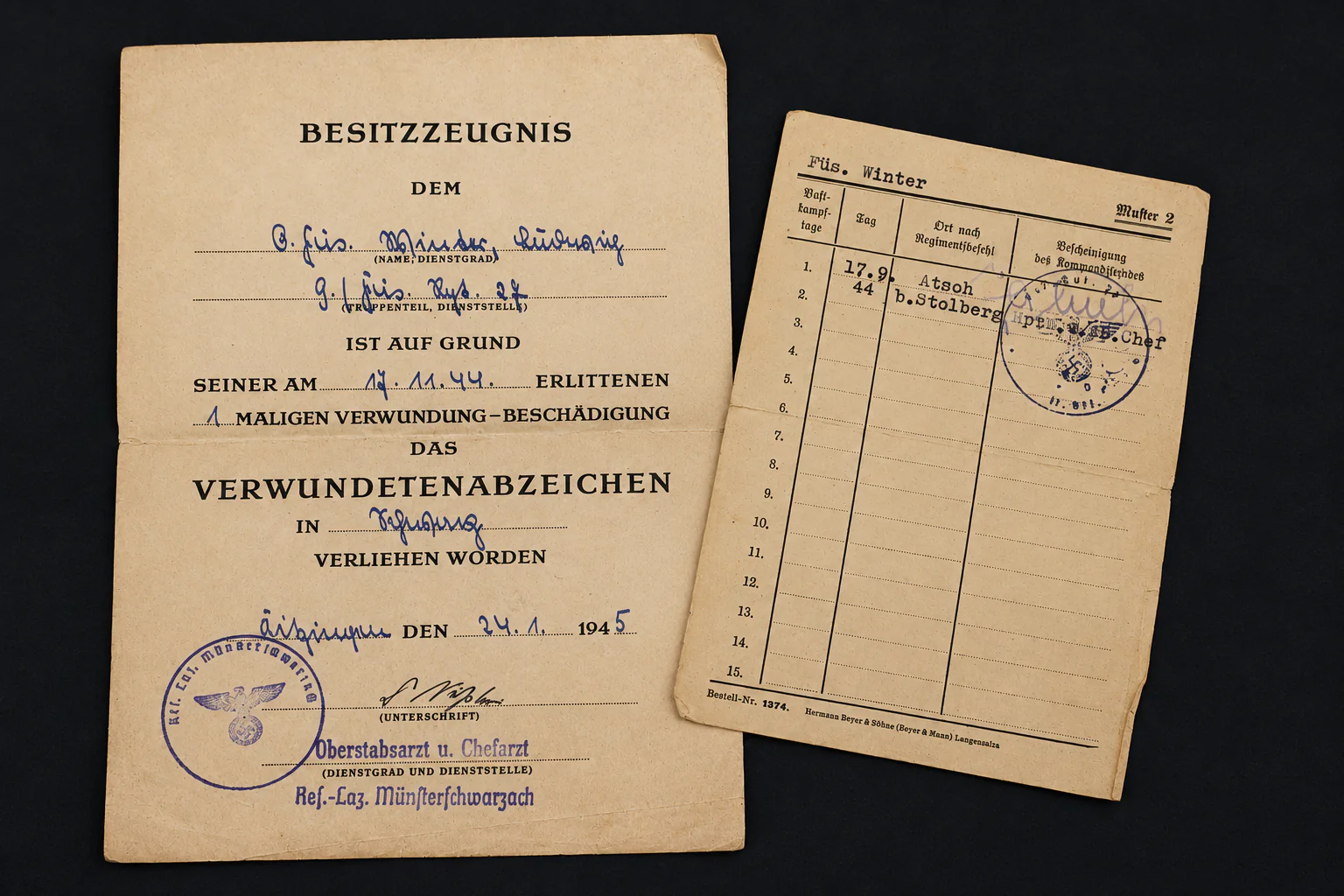 Soldbuch & Document Grouping – Füsilier-Regiment 27 (12. Volksgrenadier-Division) – Wounded in Hürtgenwald – Close Combat Day at Stolberg! - Image 2