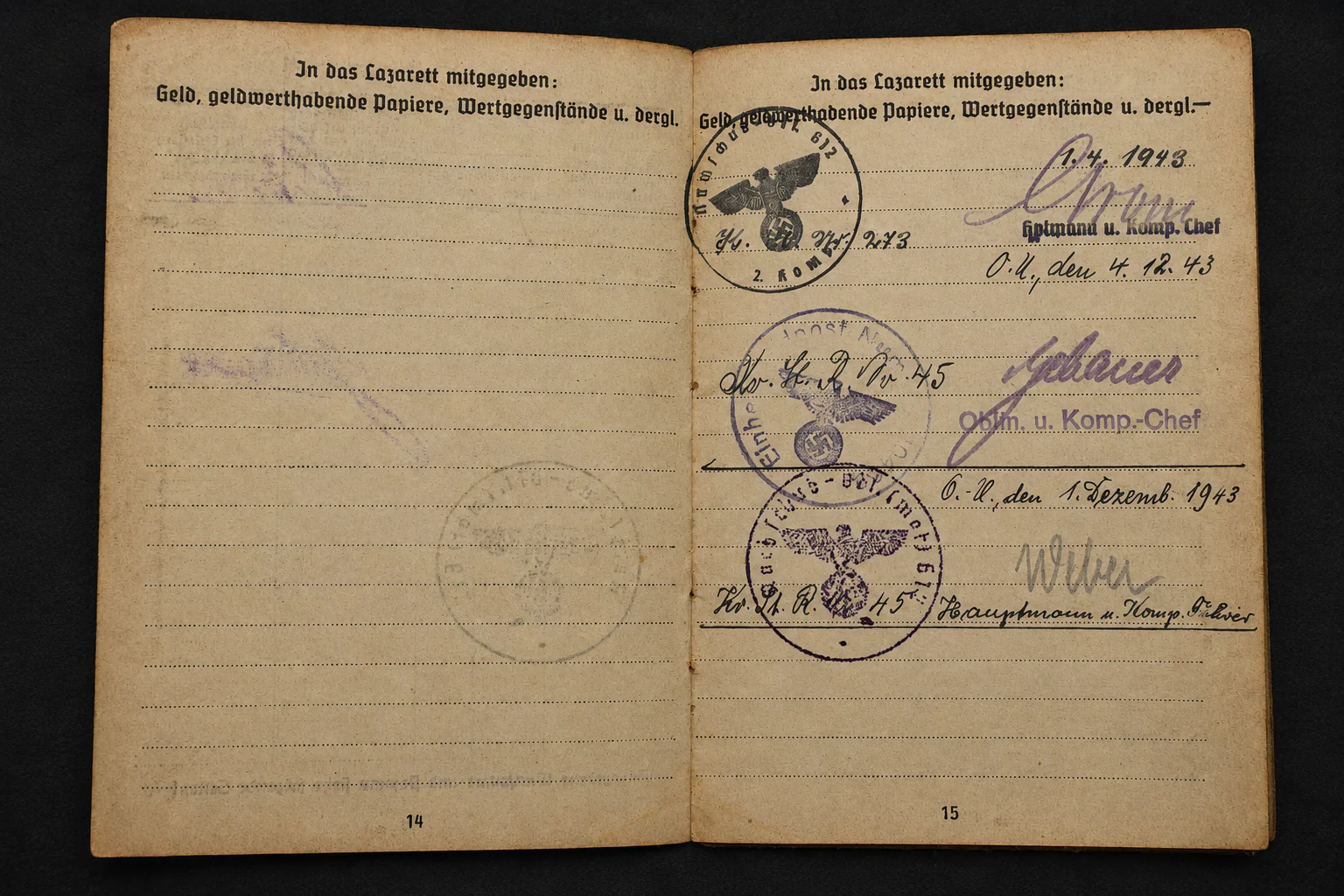Soldbuch Obergefreiter – Nachschub-Bataillon 612 – Missing at Le Château-Charleville, August 1944 – Ostmedaille & KVK2 - Image 6