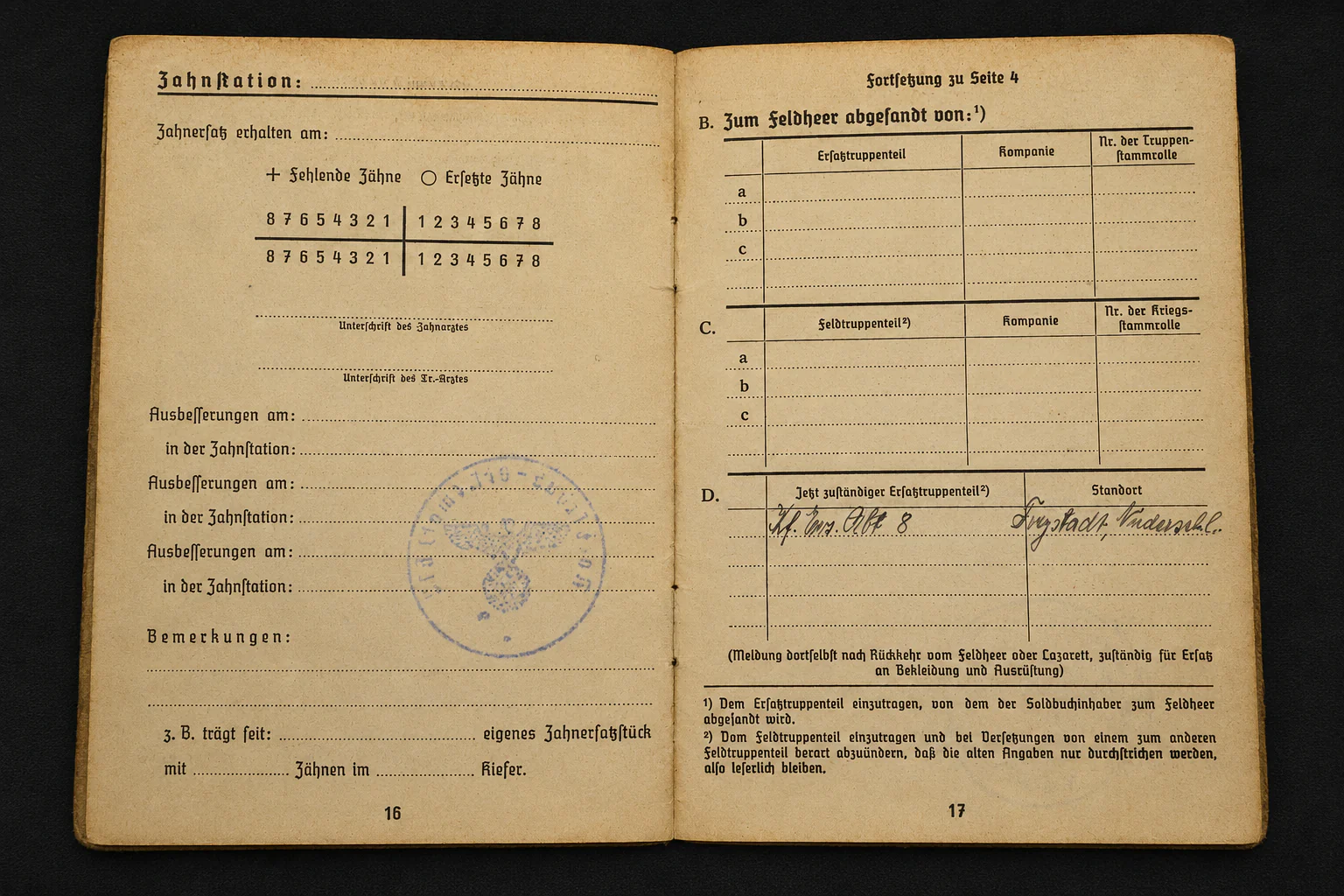 Soldbuch Obergefreiter – Nachschub-Bataillon 612 – Missing at Le Château-Charleville, August 1944 – Ostmedaille & KVK2 - Image 7