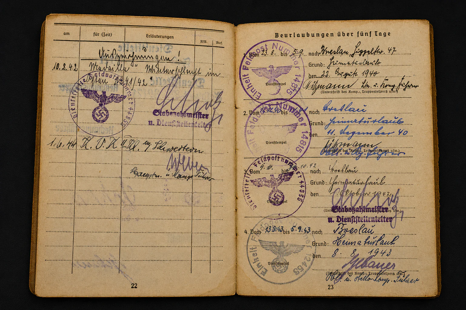 Soldbuch Obergefreiter – Nachschub-Bataillon 612 – Missing at Le Château-Charleville, August 1944 – Ostmedaille & KVK2 - Image 8