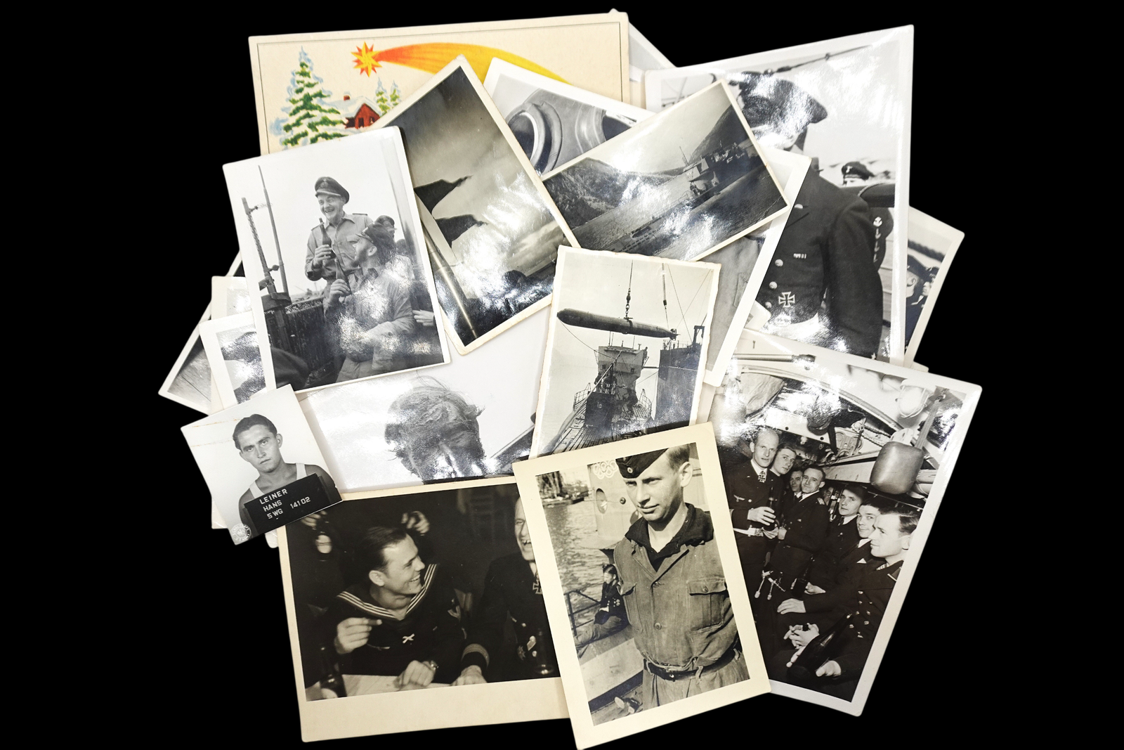 DSC01287-Photoroom Rare Kriegsmarine U-Boot Photo Grouping of Masch.Gefr. Hans Leiner (U-744) – 40 Photos + 3 Cards incl. POW Camp Mississippi - Image 1