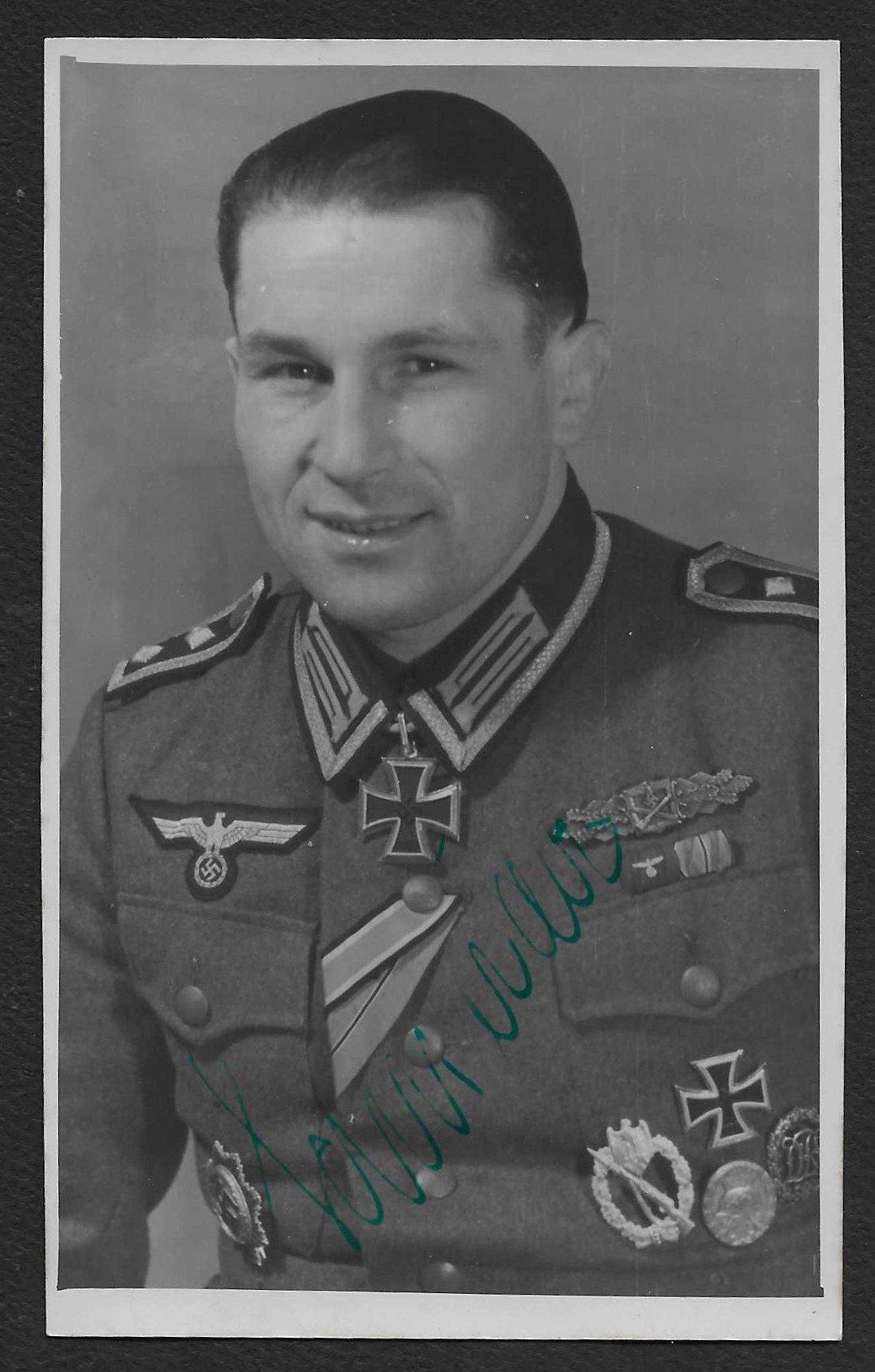 Foto_2026-07-03_121230 Studioportrait of Josef Schneider – Infanterie-Regiment 521 (296. Infanterie-Division) - Wartime Signed! - Image 1