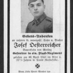 WWII German Death Card – Josef Deterreicher – Flak Regiment - KIA Tunis, Africa
