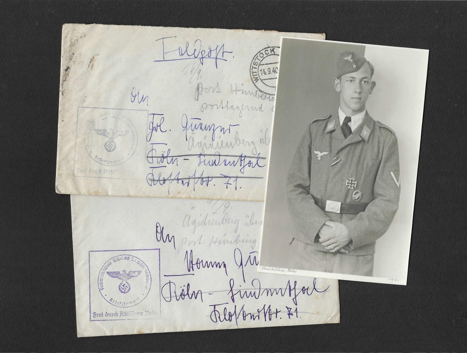 Handgeschreven_2026-09-15_104222 Fallschirmjäger Portrait + 2x Letters – Paratrooper Badge & Iron Cross 1st Class - Image 1
