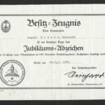 1938 Jubiläums-Abzeichen Certificate – 25 Years' Membership, NS Deutscher Reichskriegerbund (Kyffhäuser)