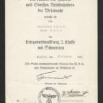 Kriegsverdienstkreuz 2. Klasse mit Schwertern Award Doc - Hauptmann d.R.z.V. - Kassel 1942
