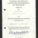Kriegsverdienstkreuz 2. Klasse mit Schwertern Award Doc – Mattenklott - Münster 1945