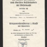 Kriegsverdienstkreuz 2. Klasse mit Schwertern Award Doc  – Wehrkreis Reit und Fahrschule VII, München - Kriebel, 1945