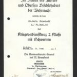 Kriegsverdienstkreuz 2. Klasse mit Schwertern Award Doc – Pionier-Bataillon 50, 1941 – III. Armeekorps