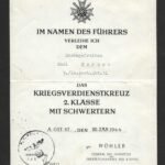 Kriegsverdienstkreuz 2. Klasse mit Schwertern Award Doc – Beobachtungs-Abteilung 31, 1944