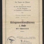 Kriegsverdienstkreuz 2. Klasse mit Schwertern Award Doc – Nürnberg, 1944 – Wehrkreis XIII