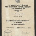 Kriegsverdienstkreuz 2. Klasse mit Schwertern Award Doc – Kriegsmarine, Finfjordbotn, Norway, 1945 – Norw. Polarküste