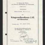 Kriegsverdienstkreuz 2. Klasse mit Schwertern Award Doc – Hauptmann in Hannover, 1943 – Wehrkreis XI