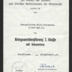 Kriegsverdienstkreuz 2. Klasse mit Schwertern Award Doc – Artillerie-Regiment 13 (13. Panzer-Division - Walther Düvert