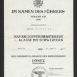 Kriegsverdienstkreuz 2. Klasse mit Schwertern Award Doc - Kriegsmarine - Admiral Karl Dönitz, 1943
