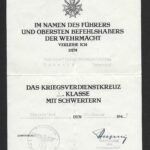 Kriegsverdienstkreuz 2. Klasse mit Schwertern Award Doc – Marineartillerie, Kiel, 1945 – Seekommandant Schleswig-Holstein