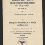 Kriegsverdienstkreuz 2. Klasse mit Schwertern Award Doc – München, 1943 – Karl Kriebel