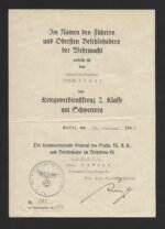 Kriegsverdienstkreuz 2. Klasse mit Schwertern Award Doc – Kassel, 1945 - Theodor Petsch - Image 2