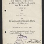 Kriegsverdienstkreuz 2. Klasse mit Schwertern Award Doc – Major, Münster, 1942 - Wehrkreis VI - Gerhard Glokke & v. d. Knesebeck